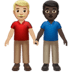 👨🏼‍🤝‍👨🏿 men holding hands: medium-light skin tone, dark skin tone display on Apple